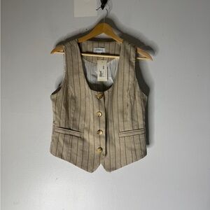 Evereve Piper Scoop Neck Vest‎ Cream Black Stripe Medium NWT